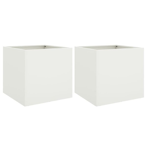 vidaXL Jardinières 2 Pièces blanc 42x40x39 cm acier