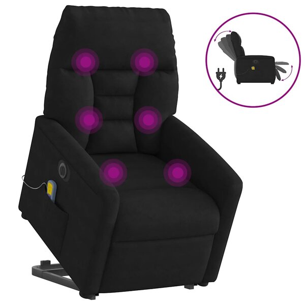 vidaXL Fauteuil inclinable de massage électrique noir tissu microfibre