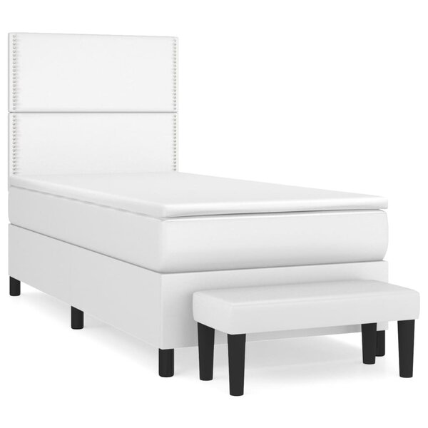 vidaXL Sommier à lattes de lit avec matelas Blanc 90x190 cm Similicuir