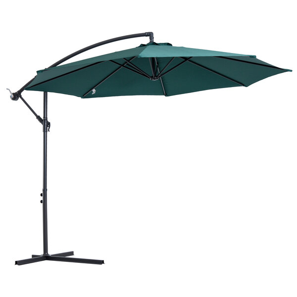 Parasol déporté octogonal inclinable manivelle pied acier Ø 3 x 2 5H m vert