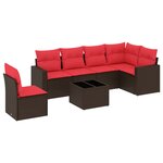 vidaXL Salon de jardin avec coussins 7 Pièces marron résine tressée