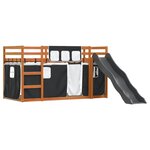 vidaXL Lit superposé sans matelas avec toboggan blanc noir 90x200 cm