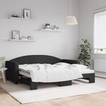 vidaXL Lit de jour avec lit gigogne noir 90x190 cm tissu