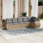 vidaXL Salon de jardin avec coussins 6 Pièces beige résine tressée