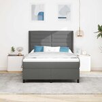 vidaXL Lit à ressort LED avec matelas Gris foncé 140 x 190 cm tissu