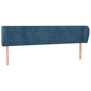 vidaXL Tête de lit avec oreilles Bleu foncé 203x23x78/88 cm Velours