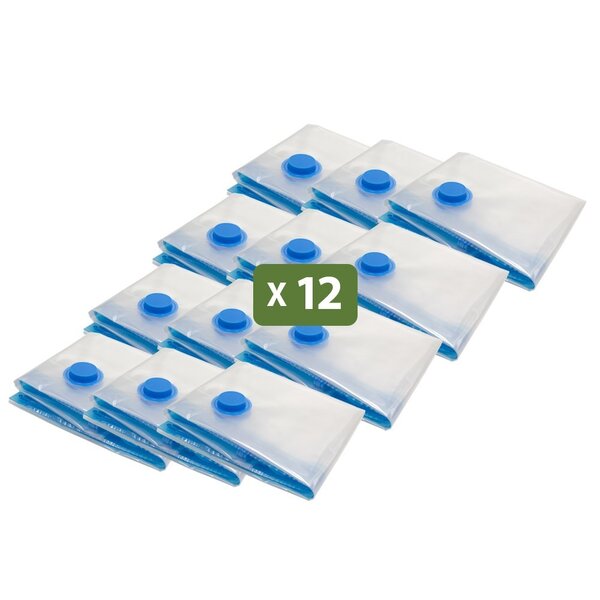 Pack and Move - Lot 12 Housses Rangement Sous Vide - Taille M 60 x 80 cm - Sac de Compression - Manteaux Habils Ski - Moyen Format - Fermeture Zip