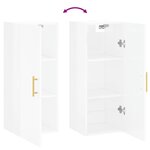 vidaXL Armoire murale blanc brillant 34 5x34x90 cm