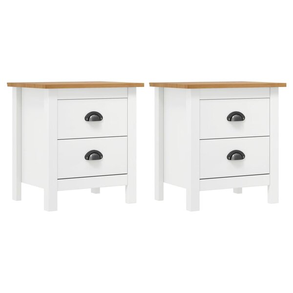 vidaXL Tables de chevet Hill 2 Pièces Blanc 46x35x49 5 cm Bois pin solide