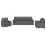 vidaXL Ensemble de canapés 3 Pièces coussins gris foncé tissu