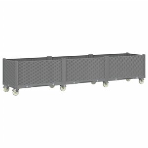 vidaXL Jardinière à roulettes gris clair 240x50x54 cm PP