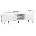 vidaXL Meuble TV MOLDE Blanc 158x40x49 cm Bois de pin massif