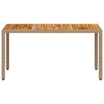 vidaXL Table de jardin beige 150x90x75 cm résine tressée bois d'acacia