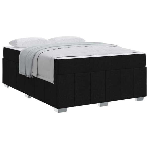 vidaXL Cadre de lit avec matelas Noir 140 x 200 cm tissu