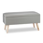 Banquette de rangement moderne avec couvercle 80 x 40 x 39 5 cm assise rembourrée style contemporain en similicuir gris 13_0005517