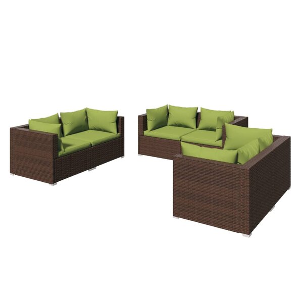vidaXL Salon de jardin 6 Pièces avec coussins Résine tressée Marron