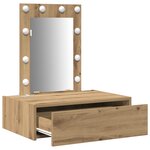 vidaXL Table de maquillage murale avec lumières LED - Chêne artisanal