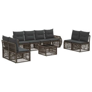 vidaXL Ensemble de canapé de jardin 9 Pièces Gris et Gris foncé polyrotin