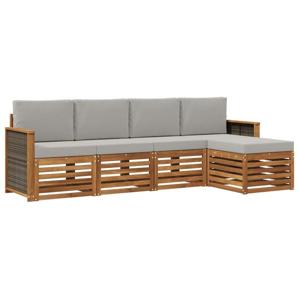 vidaXL Ensemble de canapés d'extérieur 5 Pièces Naturel et gris clair