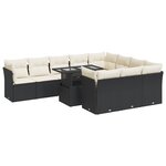 vidaXL Salon de jardin 11 Pièces avec coussins noir résine tressée