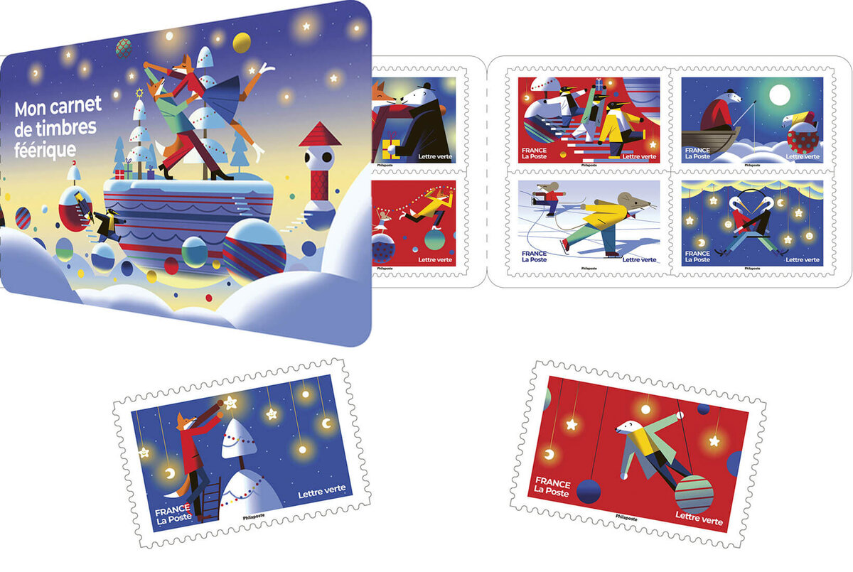 Carnet de 12 timbres Noël - Mon carnet de timbres féérique - Lettre Verte -  La Poste