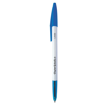 Paper mate 045 - boite de 50 stylos bille avec capuchon - bleu - pointe 1.0mm