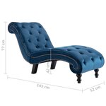 vidaXL Chaise longue Bleu Velours