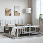 vidaXL Cadre de lit métal sans matelas et pied de lit blanc 150x200 cm