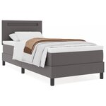 vidaXL Lit Box Spring avec matelas gris  100 x 200 cm  simili cuir