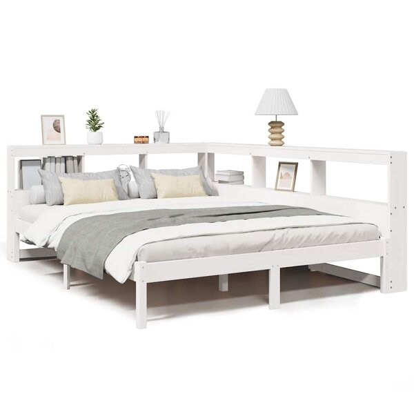 vidaXL Lit bibliothèque sans matelas blanc 140x190 cm bois pin massif