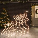 vidaXL Rennes de Noël avec LED 3 Pièces Blanc chaud 57x55x4 5 cm