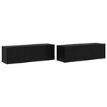 Set de meuble TV vidaXL 8 pièces en bois d'ingénierie noir mural