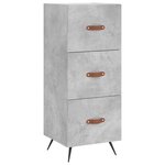vidaXL Buffet haut Gris béton 34 5x34x180 cm Bois d'ingénierie
