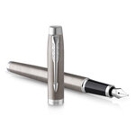 PARKER IM ESSENTIEL Stylo plume  Acier  Plume moyenne  encre bleue  Coffret cadeau