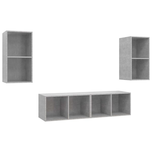 vidaXL Meubles TV muraux 4 Pièces Gris béton Bois d'ingénierie