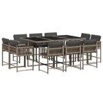 vidaXL Ensemble à manger de jardin 11Pièces avec coussins gris poly rotin