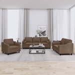 vidaXL Ensemble de canapés 3 Pièces avec coussins marron tissu
