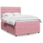 vidaXL Sommier à lattes de lit avec matelas Rose 140x200 cm Velours