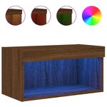vidaXL Meuble TV avec lumières LED chêne marron 60x30x30 cm
