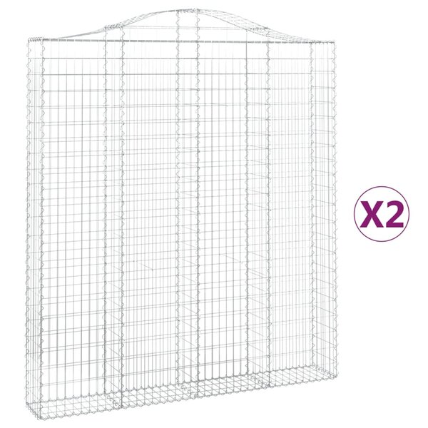 vidaXL Paniers à gabions arqués 2 Pièces 200x30x220/240 cm fer galvanisé