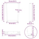 vidaXL Pieds de table à manger en forme de V  2 pièces  noir  70 x (72-73 3) cm  acier