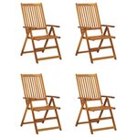 vidaXL Chaises inclinables de jardin 4 Pièces avec coussins Bois d'acacia