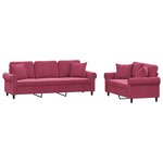 vidaXL Ensemble de canapés 2 Pièces avec coussins rouge bordeaux velours