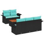 vidaXL Ensemble de canapé de jardin 6 Pièces Noir Poly rotin