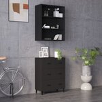 vidaXL Buffet haut Noir Bois d'ingénierie