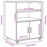 vidaXL Armoire à roulettes chêne artisanal 60x48x81 cm bois ingénierie