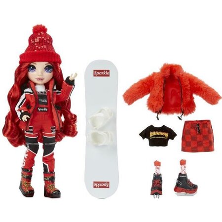 Rainbow high winter break poupée mannequin 28m - ruby anderson - rouge