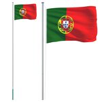 vidaXL Drapeau du Portugal et mât 6 23 m Aluminium