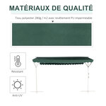 Store double pente manuel rétractable inclinaison réglable métal époxy blanc polyester imperméabilisé anti-UV vert dim. 3 95L x 2 98l x 2 55H m