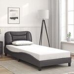 vidaXL Cadre de lit avec LED sans matelas gris 90x190 cm